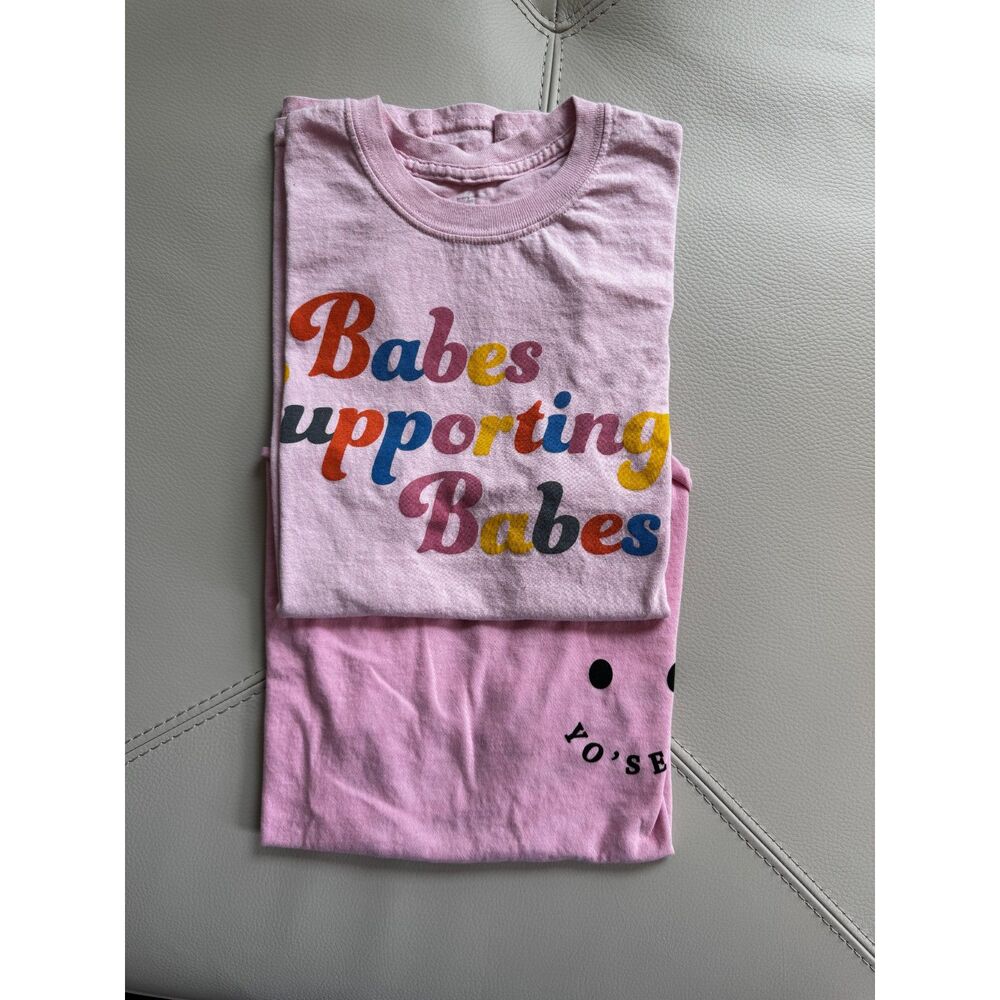 Set of 2 Pink Women Empowerment Graphic T-Shirts Small